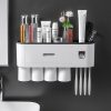 White Toothbrush Organizer Rack with Cups | White Toothbrush Holder | Sweepy Mart