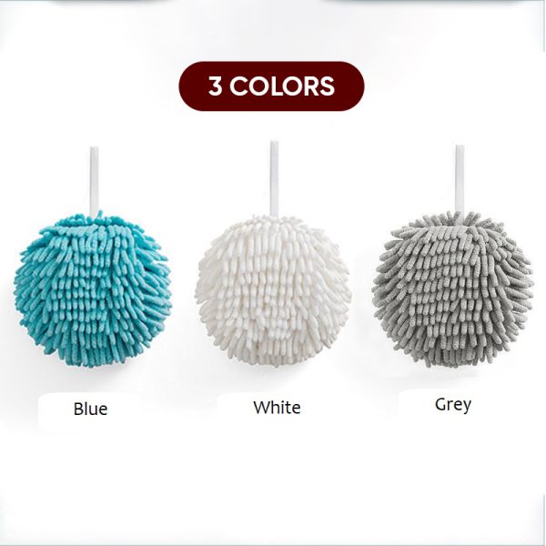 Chenille Hand Towels Ball Pack of 3 | Sweepy Mart
